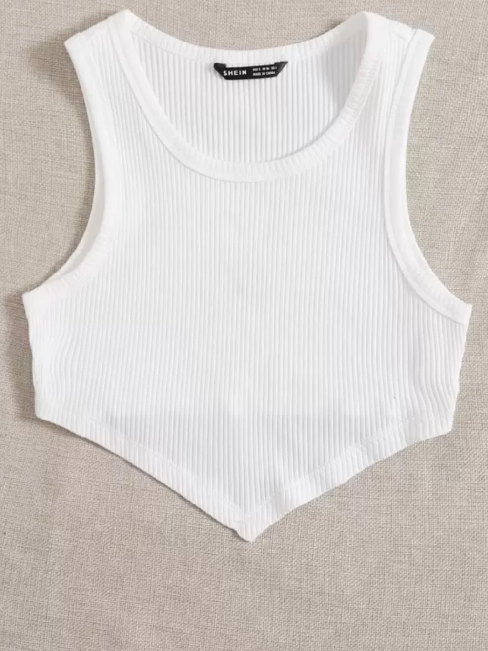 SHEIN EZwear Asymmetrical Hem Rib-Knit Crop Tank Top s